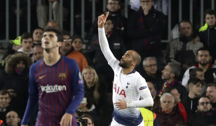 Lucas Moura, héroe de los Spurs en el Camp Nou. /Foto AP