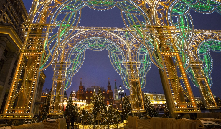 1.  Decoración de La Plaza Manezhnaya. 