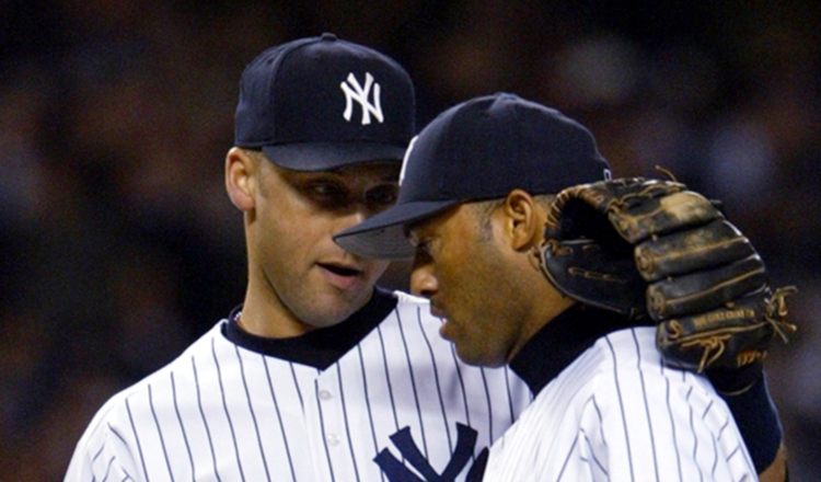 Jeter y Mariano en un juego. AP