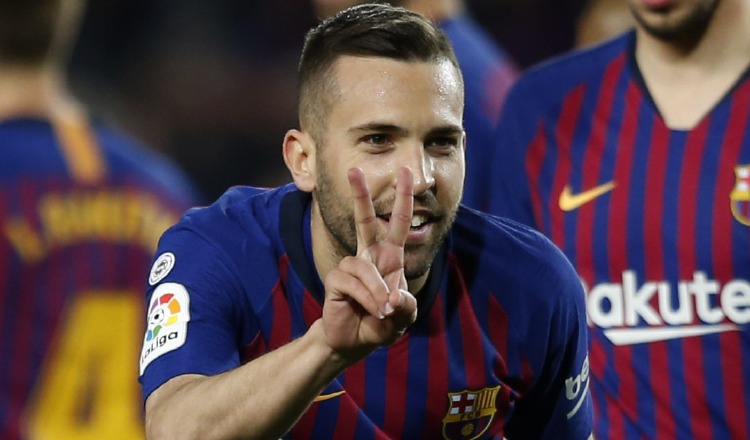 Jordi Alba celebra su gol ante Real Sociedad. AP