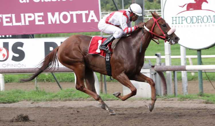 La ganadora al cruzar la meta.