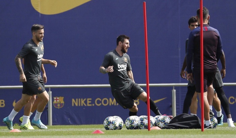 Leo Messi en los entrenamientos. Foto: EFE