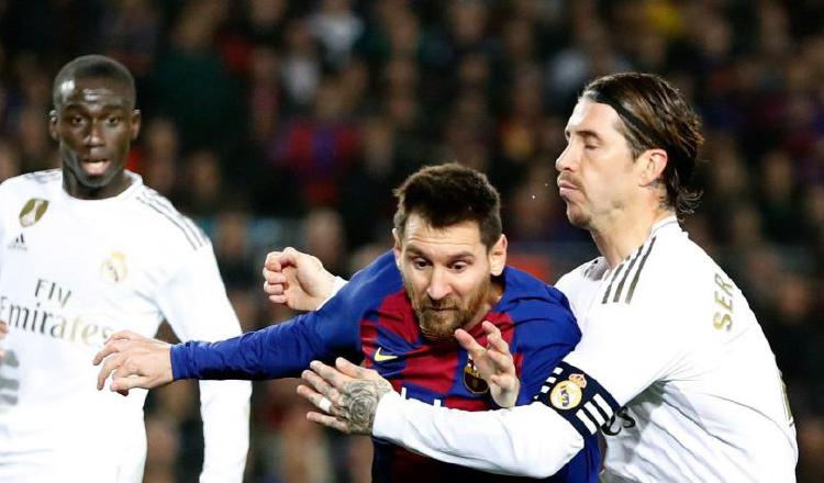 Messi del Barcelona y Sergio Ramos de Real Madrid. Foto:AP