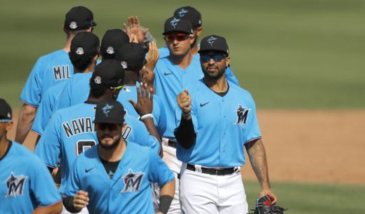 Jugadores de los Marlins. Foto:AP