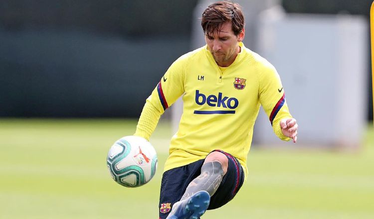 Messi en los entrenamientos con el Barcelona