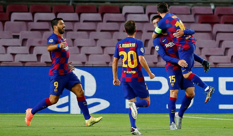 Jugadores del Barcelona de España-. Foto:EFE