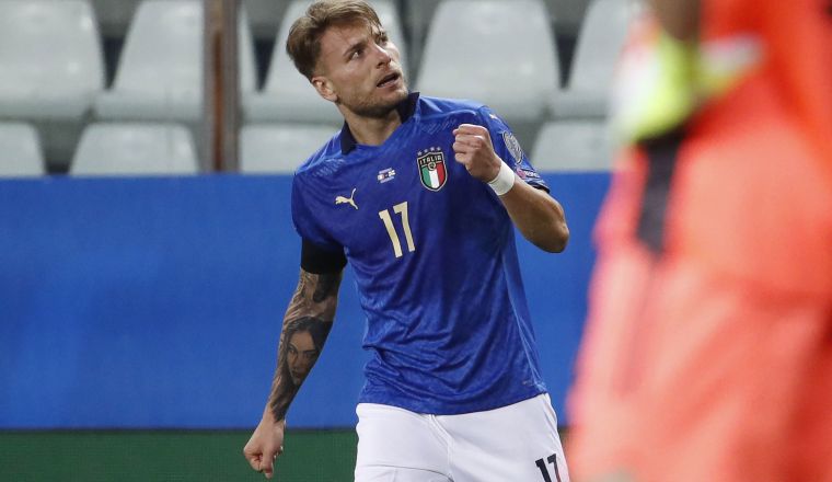 Ciro Immobile festeja el gol italiano. Foto:EFE