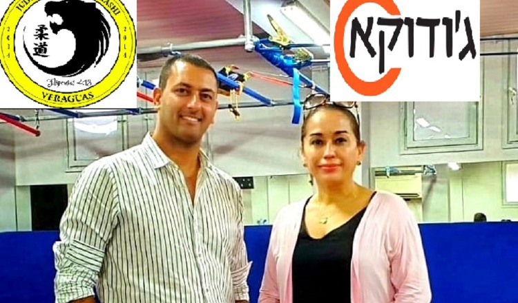 Roi Nigoz de Judoka y la embajadora de Panamá en Israel, Adis Urieta.