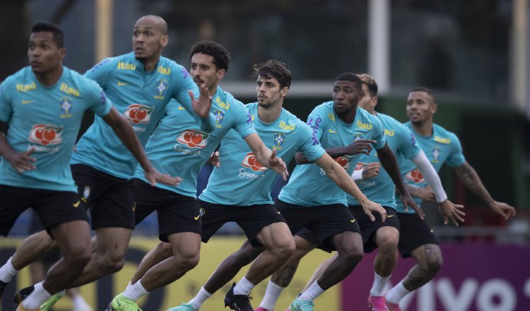 Jugadores de Brasil en los entrenamientos con miras al partido contra Paraguay. Foto: @CBF_Futebol