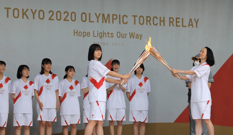 La llama olímpica en Tokio. Foto:EFE
