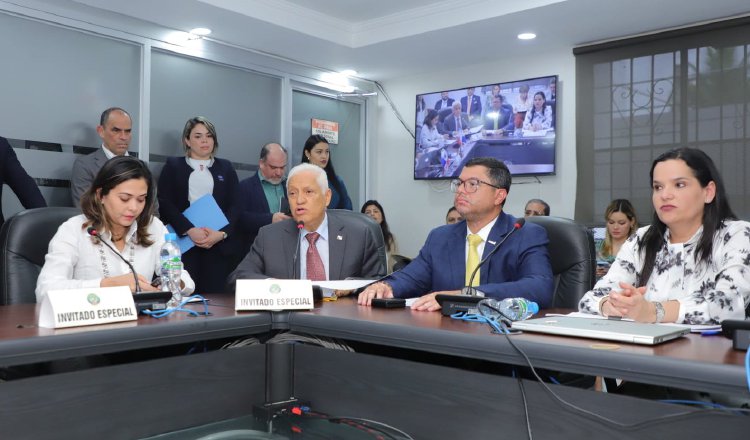El viceministro Carlos González (centro) sustentó el crédito. Cortesía Asamblea