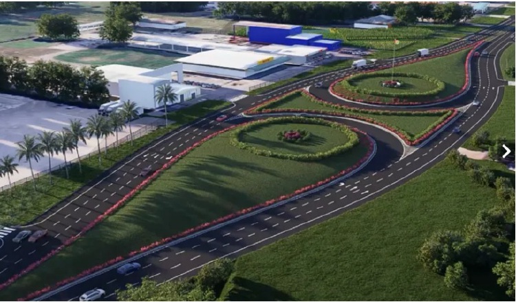 Diseño conceptual de uno de los intercambiadores del proyecto vial en la entrada de David, Chiriquí. Cortesía