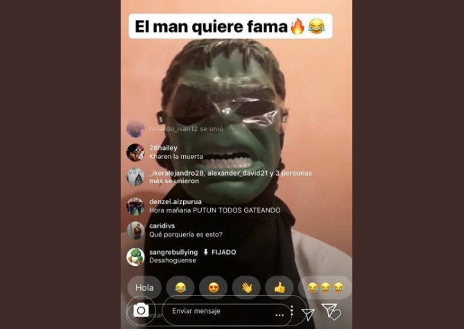 El enmascarado utilizó la red social Instagram para amenazar que lanzaría una bomba contra el Instituto Justo Arosemena. 