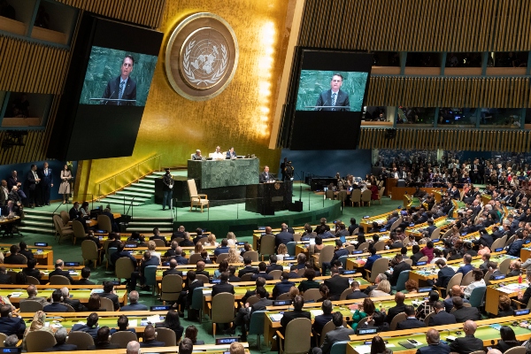 El presidente de Brasil Jair Bolsonaro, criticó duramente a Cuba y Venezuela durante su discurso ante la ONU. FOTO/AP