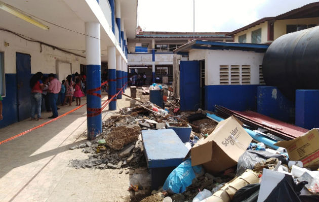  La Escuela República de Bolivia, donde se efectúan trabajos no inició clases en forma regular. Foto: Diómedes Sánchez. .