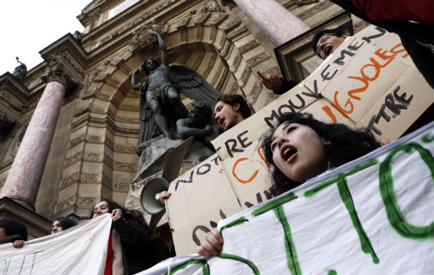 Las manifestaciones estudiantiles que se llevan a cabo en Francia. Foto: EFE 