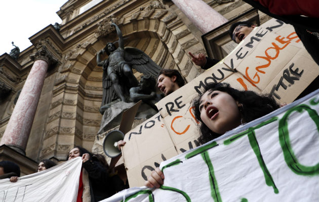 Las manifestaciones estudiantiles que se llevan a cabo en Francia. Foto: EFE