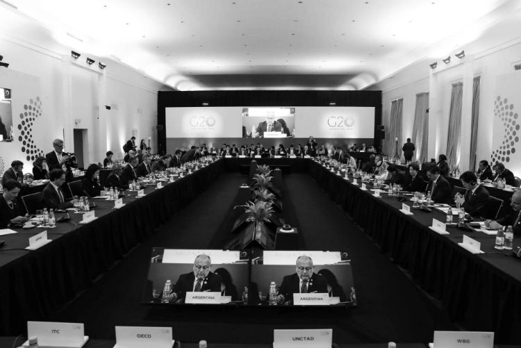 Sesión inaugural de la reunión ministerial de Comercio e Inversiones del G-20 en Mar del Plata, Argentina. La Cumbre del G-20 se realizará entre el 30 de noviembre y el 1 de diciembre.
