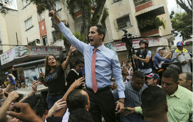 Juan Guaidó durante las protestas este martes en Caracas. Foto:AP. 