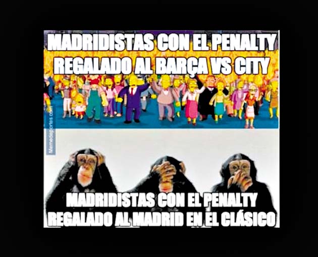 Los madridista y su evaluación distinta de dos jugadas similares.(Tomado de internet)