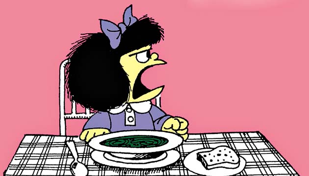 Una imagen de Mafalda, cuyo desprecio por la sopa es famoso.(Archivo)