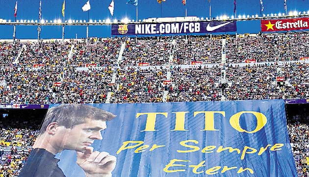 El Camp Nou despidió ayer al recién fallecido Tito Vilanova.(AP)