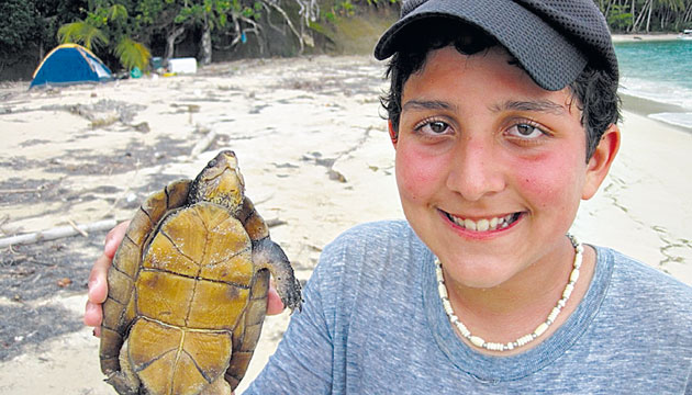 En Escudo de Veraguas viven una gran variedad de animales. Esta tortuga estaba en una pequeña charca.