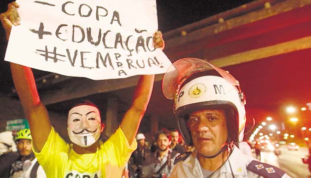 Disminuyen las protestas en las calles de Brasil por el Mundial.