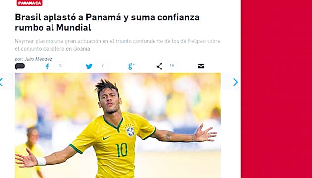 Diario Diez (Honduras). “En el Estadio Serra Dourada, Brasil goleó 4-0 a Panamá y dio otro paso adelante en su preparación final hacia el Mundial, con una gran actuación de Neymar y una superioridad sobre Panamá”.