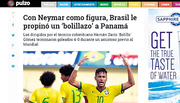 Pulzo (Colombia). “Neymar anotó un gol y asistió otro en la aplastante victoria que Brasil le endosó el martes a Panamá (4-0) en un partido que sirvió de preparación para el seleccionado anfitrión”.