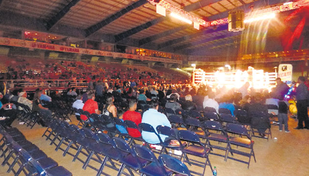 Vista panorámica del Mesquite Arena, en Texas, escenario donde el viernes Anselmo Moreno perdió el título mundial gallo de la Asociación Mundial de Boxeo ante el dominicano Juan Carlos Payano.