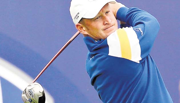 ‘Swing’ inolvidable. El papel de héroe de esta edición le correspondió a un galés, Jamie Donaldson, que sumó el punto que garantizaba la victoria europea con un rotundo 4 y 3 sobre Keegan Bradley.(AP)