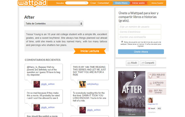 Wattpad página web