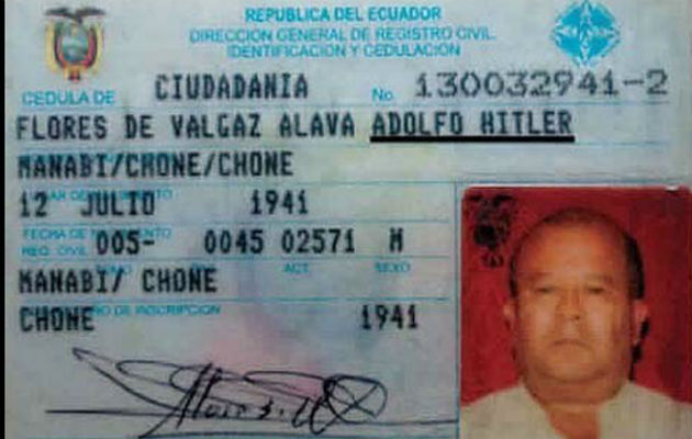Nombre: Flores de Valgaz Alava Adolfo Hitler País: Ecuador