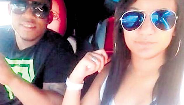 Oscar Taveras con su novia antes del accidente.(Tomada de Twitter)