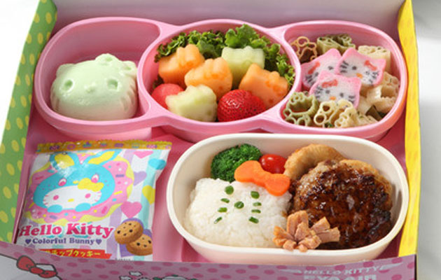 Alimentos en vuelo de Eva Air con tema de Hello Kitty