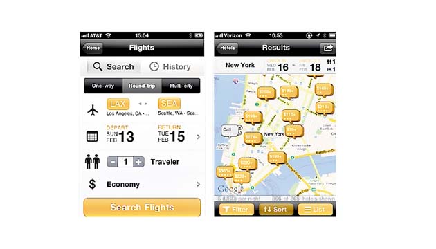Una aplicación, muchas búsquedas. Esa es la premisa detrás de Kayak, una sola aplicación que sondea diferentes sitios de búsqueda de viajes para encontrar los precios más bajos en vuelos, hoteles, coches y paquetes vacacionales.