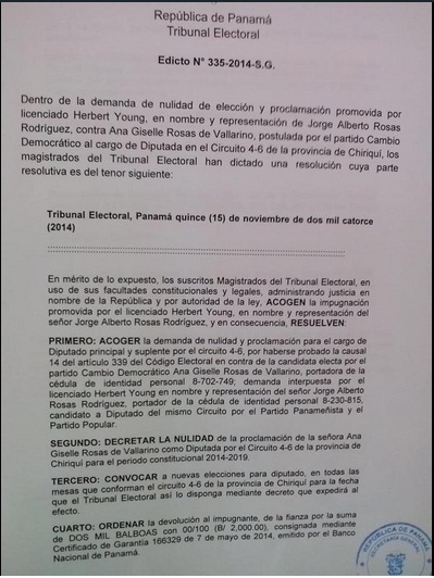 Edicto del tribunal Electoral (parte 1)
