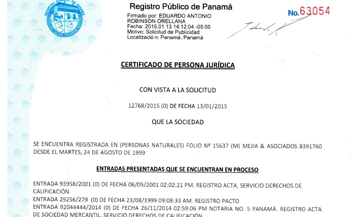 Asociar Prevención roto certificado de registro publico panama