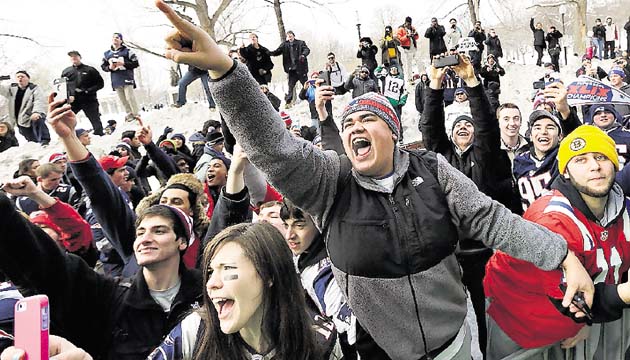 La fanaticada de los Patriots de New England se tomó las calles de Boston.(AP)