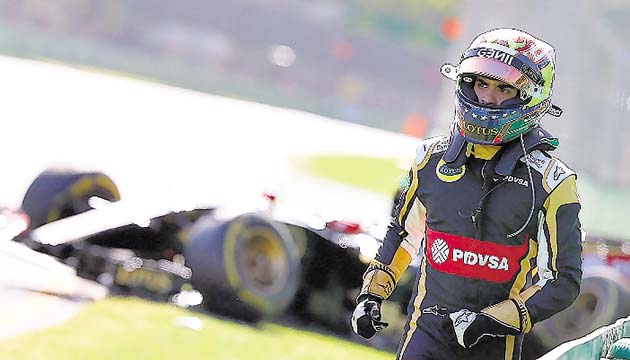 Pastor Maldonado, del equipo Lotus, tuvo un accidente.(AP)