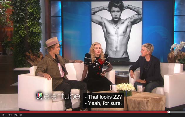 Captura de la pantalla de la entrevista de Madonna y Justin Bieber