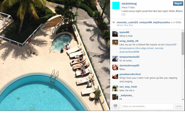 Minaj, foto de la piscina en Miami