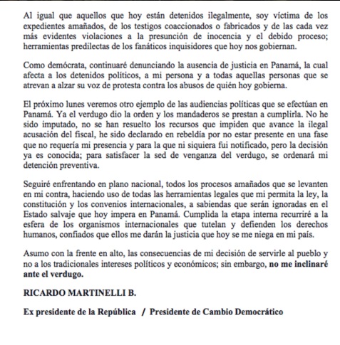 Segunda parte de la carta.