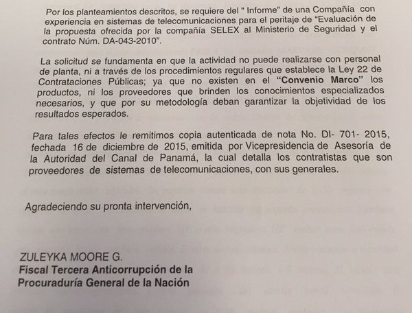 Primera parte de la carta.