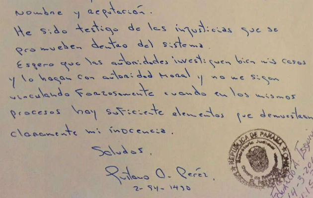 Segunda parte de la carta Gustavo Pérez