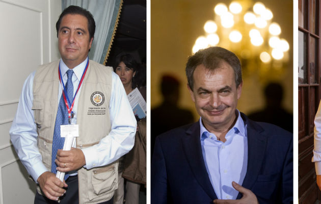 Los expresidentes Martín Torrijos y José Luis Rodríguez Zapatero, acompañaron a las autoridades venezolanas. Foto/EFE