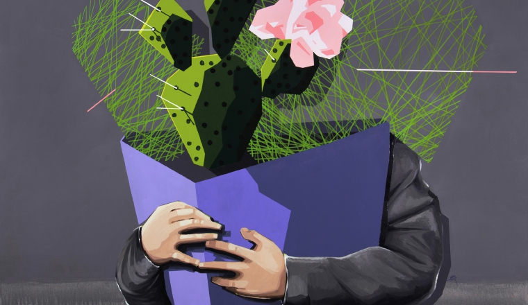 Cactus consciente. Una flor entre... Cactus consciente. Una flor entre...