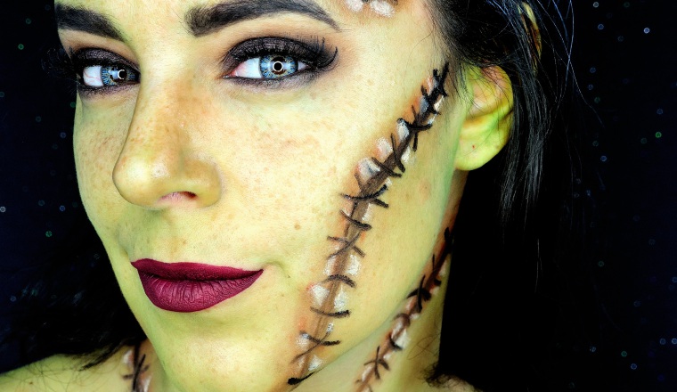 Maquillaje de la novia de Frankenstein.