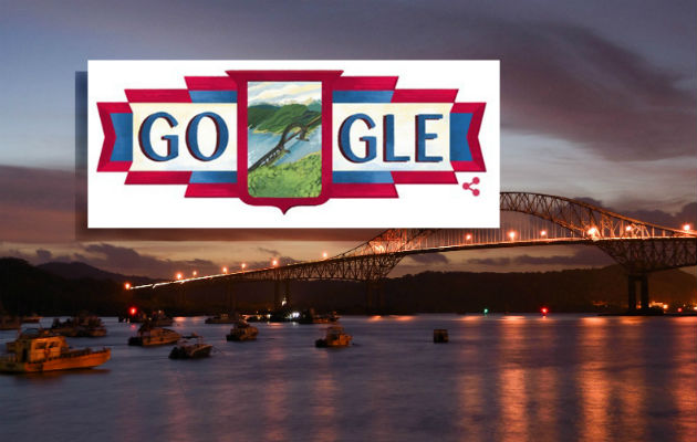 Panorámica del puente de las Américas en logotipo temporal de Google.